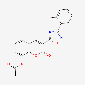 molecular formula C19H11FN2O5 B2872322 3-[3-(2-氟苯基)-1,2,4-恶二唑-5-基]-2-氧代-2H-色满-8-基乙酸酯 CAS No. 931954-23-3