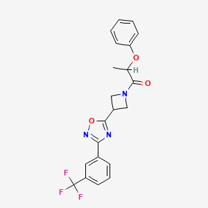 molecular formula C21H18F3N3O3 B2872327 2-Phenoxy-1-(3-(3-(3-(trifluoromethyl)phenyl)-1,2,4-oxadiazol-5-yl)azetidin-1-yl)propan-1-one CAS No. 1396791-70-0