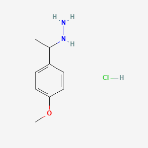 molecular formula C9H15ClN2O B2872332 [1-(4-甲氧基苯基)乙基]肼盐酸盐 CAS No. 1864015-42-8