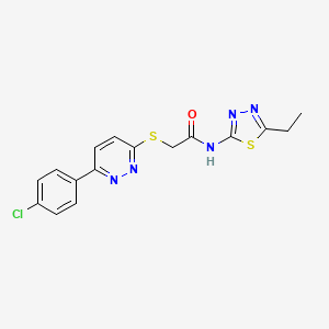 molecular formula C16H14ClN5OS2 B2872339 2-((6-(4-chlorophenyl)pyridazin-3-yl)thio)-N-(5-ethyl-1,3,4-thiadiazol-2-yl)acetamide CAS No. 896052-85-0