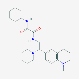 molecular formula C25H38N4O2 B2872343 N-cyclohexyl-N'-[2-(1-methyl-1,2,3,4-tetrahydroquinolin-6-yl)-2-piperidin-1-ylethyl]ethanediamide CAS No. 922092-55-5