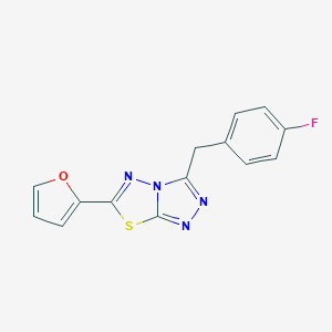 molecular formula C14H9FN4OS B287235 3-[(4-Fluorophenyl)methyl]-6-(furan-2-yl)-[1,2,4]triazolo[3,4-b][1,3,4]thiadiazole 