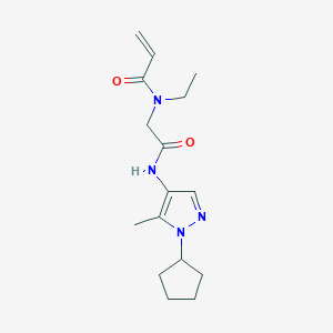 molecular formula C16H24N4O2 B2872351 N-[2-[(1-Cyclopentyl-5-methylpyrazol-4-yl)amino]-2-oxoethyl]-N-ethylprop-2-enamide CAS No. 2176125-65-6