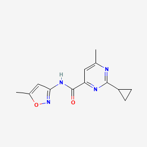 molecular formula C13H14N4O2 B2872353 2-cyclopropyl-6-methyl-N-(5-methyl-1,2-oxazol-3-yl)pyrimidine-4-carboxamide CAS No. 2415504-41-3
