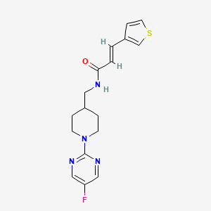 molecular formula C17H19FN4OS B2872357 (2E)-N-{[1-(5-氟嘧啶-2-基)哌啶-4-基]甲基}-3-(噻吩-3-基)丙-2-烯酰胺 CAS No. 2097940-39-9