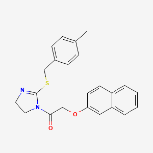 molecular formula C23H22N2O2S B2872361 1-[2-[(4-Methylphenyl)methylsulfanyl]-4,5-dihydroimidazol-1-yl]-2-naphthalen-2-yloxyethanone CAS No. 919709-69-6