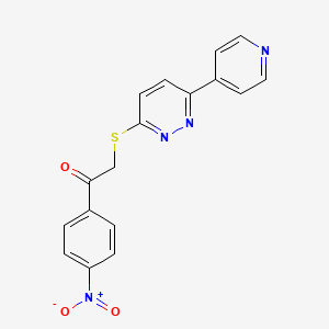molecular formula C17H12N4O3S B2872364 1-(4-Nitrophenyl)-2-(6-pyridin-4-ylpyridazin-3-yl)sulfanylethanone CAS No. 894005-20-0