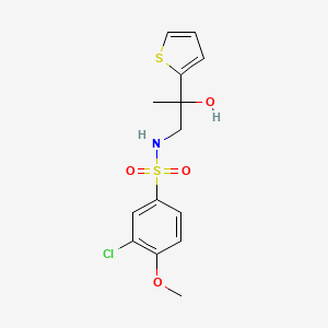 molecular formula C14H16ClNO4S2 B2872365 3-chloro-N-(2-hydroxy-2-(thiophen-2-yl)propyl)-4-methoxybenzenesulfonamide CAS No. 1351601-05-2