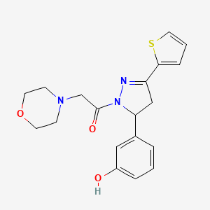 molecular formula C19H21N3O3S B2872377 1-(5-(3-羟基苯基)-3-(噻吩-2-基)-4,5-二氢-1H-吡唑-1-基)-2-吗啉基乙酮 CAS No. 899972-27-1