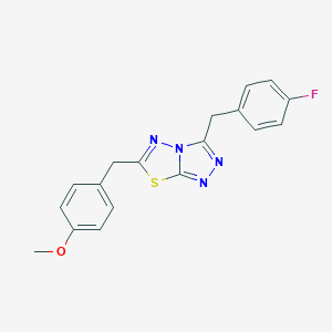 molecular formula C18H15FN4OS B287238 4-{[3-(4-Fluorobenzyl)[1,2,4]triazolo[3,4-b][1,3,4]thiadiazol-6-yl]methyl}phenyl methyl ether 