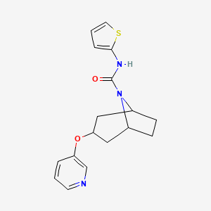 molecular formula C17H19N3O2S B2872382 (1R,5S)-3-(pyridin-3-yloxy)-N-(thiophen-2-yl)-8-azabicyclo[3.2.1]octane-8-carboxamide CAS No. 2309774-06-7