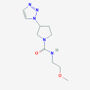 molecular formula C10H17N5O2 B2872392 N-(2-methoxyethyl)-3-(1H-1,2,3-triazol-1-yl)pyrrolidine-1-carboxamide CAS No. 2198665-59-5