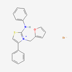 molecular formula C20H17BrN2OS B2872406 3-(Furan-2-ylmethyl)-4-phenyl-2-(phenylamino)thiazol-3-ium bromide CAS No. 477526-45-7