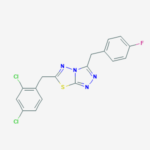 molecular formula C17H11Cl2FN4S B287241 6-(2,4-Dichlorobenzyl)-3-(4-fluorobenzyl)[1,2,4]triazolo[3,4-b][1,3,4]thiadiazole 