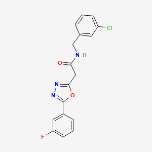 molecular formula C17H13ClFN3O2 B2872412 N-(3-氯苄基)-2-(5-(3-氟苯基)-1,3,4-恶二唑-2-基)乙酰胺 CAS No. 1286713-28-7