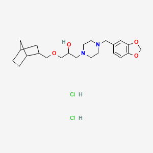 molecular formula C23H36Cl2N2O4 B2872413 1-(4-(benzo[d][1,3]dioxol-5-ylmethyl)piperazin-1-yl)-3-((1R,4S)-bicyclo[2.2.1]heptan-2-ylmethoxy)propan-2-ol dihydrochloride CAS No. 1217669-85-6