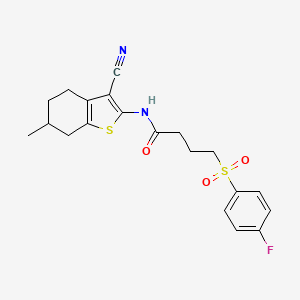 molecular formula C20H21FN2O3S2 B2872416 N-(3-cyano-6-methyl-4,5,6,7-tetrahydrobenzo[b]thiophen-2-yl)-4-((4-fluorophenyl)sulfonyl)butanamide CAS No. 941950-76-1