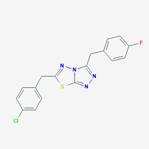 molecular formula C17H12ClFN4S B287242 6-(4-Chlorobenzyl)-3-(4-fluorobenzyl)[1,2,4]triazolo[3,4-b][1,3,4]thiadiazole 