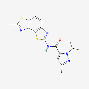 molecular formula C17H17N5OS2 B2872423 1-isopropyl-3-methyl-N-(7-methylbenzo[1,2-d:3,4-d']bis(thiazole)-2-yl)-1H-pyrazole-5-carboxamide CAS No. 1211613-08-9