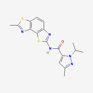 molecular formula C17H17N5OS2 B2872423 5-methyl-N-(7-methyl-[1,3]thiazolo[5,4-e][1,3]benzothiazol-2-yl)-2-propan-2-ylpyrazole-3-carboxamide CAS No. 1211613-08-9