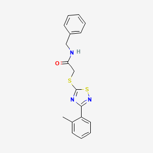 molecular formula C18H17N3OS2 B2872428 N-benzyl-2-((3-(o-tolyl)-1,2,4-thiadiazol-5-yl)thio)acetamide CAS No. 864918-82-1