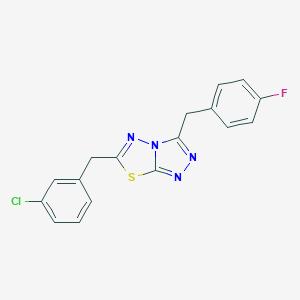 molecular formula C17H12ClFN4S B287243 6-(3-Chlorobenzyl)-3-(4-fluorobenzyl)[1,2,4]triazolo[3,4-b][1,3,4]thiadiazole 