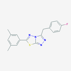 molecular formula C18H15FN4S B287244 6-(3,5-Dimethylphenyl)-3-(4-fluorobenzyl)[1,2,4]triazolo[3,4-b][1,3,4]thiadiazole 