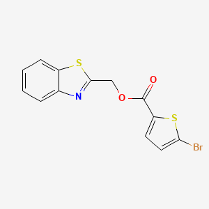 molecular formula C13H8BrNO2S2 B2872448 5-溴-2-噻吩甲酸 1,3-苯并噻唑-2-基甲酯 CAS No. 391229-59-7