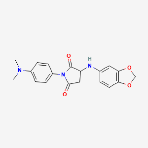 molecular formula C19H19N3O4 B2872449 3-(1,3-Benzodioxol-5-ylamino)-1-[4-(dimethylamino)phenyl]pyrrolidine-2,5-dione CAS No. 1008077-20-0