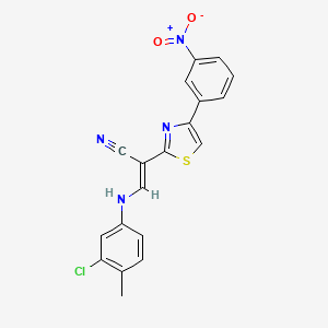 (E)-3-((3-chloro-4-methylphenyl)amino)-2-(4-(3-nitrophenyl)thiazol-2-yl)acrylonitrile