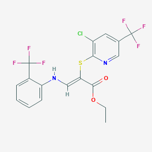 ethyl (2Z)-2-{[3-chloro-5-(trifluoromethyl)pyridin-2-yl]sulfanyl}-3-{[2-(trifluoromethyl)phenyl]amino}prop-2-enoate