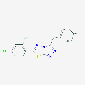 molecular formula C16H9Cl2FN4S B287246 6-(2,4-Dichlorophenyl)-3-(4-fluorobenzyl)[1,2,4]triazolo[3,4-b][1,3,4]thiadiazole 