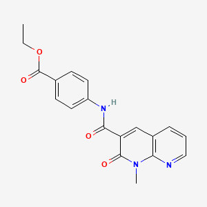 molecular formula C19H17N3O4 B2872465 Ethyl 4-(1-methyl-2-oxo-1,2-dihydro-1,8-naphthyridine-3-carboxamido)benzoate CAS No. 899981-20-5