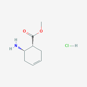 molecular formula C8H14ClNO2 B2872474 甲基(1R,6S)-6-氨基环己-3-烯-1-甲酸酯；盐酸盐 CAS No. 2248285-77-8