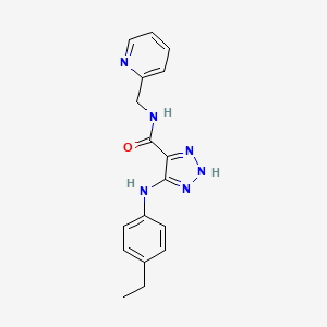 molecular formula C17H18N6O B2872476 5-((4-ethylphenyl)amino)-N-(pyridin-2-ylmethyl)-1H-1,2,3-triazole-4-carboxamide CAS No. 1326865-27-3