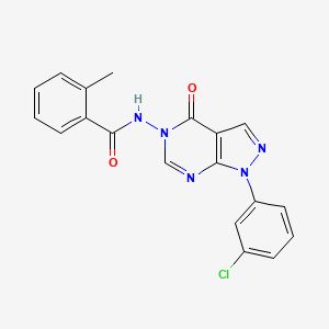 molecular formula C19H14ClN5O2 B2872478 N-(1-(3-氯苯基)-4-氧代-1H-吡唑并[3,4-d]嘧啶-5(4H)-基)-2-甲基苯甲酰胺 CAS No. 919858-99-4