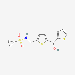 N-((5-(hydroxy(thiophen-2-yl)methyl)thiophen-2-yl)methyl)cyclopropanesulfonamide