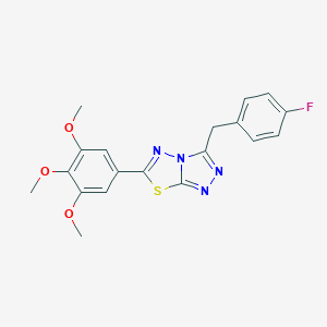 molecular formula C19H17FN4O3S B287249 3-(4-Fluorobenzyl)-6-(3,4,5-trimethoxyphenyl)[1,2,4]triazolo[3,4-b][1,3,4]thiadiazole 