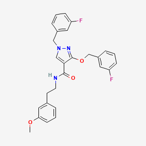 molecular formula C27H25F2N3O3 B2872499 1-(3-氟苄基)-3-((3-氟苄基)氧基)-N-(3-甲氧基苯乙基)-1H-吡唑-4-甲酰胺 CAS No. 1014068-74-6