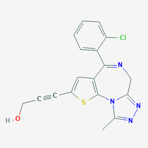 molecular formula C18H13ClN4OS B028725 3-[4-(2-Chlorophenyl)-9-methyl-6H-thieno[3,2-f][1,2,4]triazolo[4,3-a][1,4]diazepin-2-yl]-2-propyn-1-ol CAS No. 132464-59-6