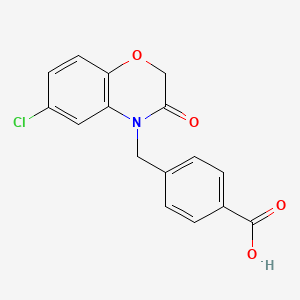 molecular formula C16H12ClNO4 B2872501 4-(4-Carboxybenzyl)-6-chloro-2H-1,4-benzoxazin-3(4H)-one CAS No. 874605-63-7