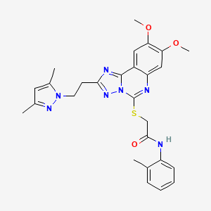 2-({2-[2-(3,5-dimethyl-1H-pyrazol-1-yl)ethyl]-8,9-dimethoxy[1,2,4]triazolo[1,5-c]quinazolin-5-yl}thio)-N-(2-methylphenyl)acetamide