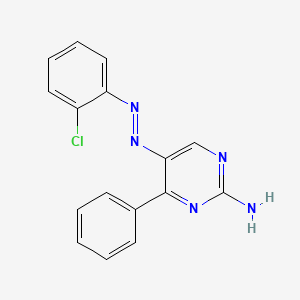 molecular formula C16H12ClN5 B2872514 5-[2-(2-Chlorophenyl)diazenyl]-4-phenyl-2-pyrimidinamine CAS No. 339279-61-7