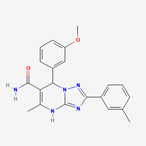 molecular formula C21H21N5O2 B2872517 7-(3-Methoxyphenyl)-5-methyl-2-(m-tolyl)-4,7-dihydro-[1,2,4]triazolo[1,5-a]pyrimidine-6-carboxamide CAS No. 538317-44-1