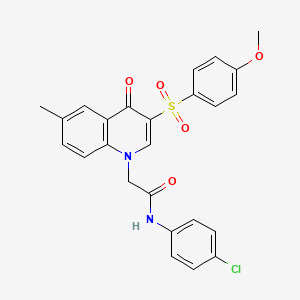 molecular formula C25H21ClN2O5S B2872529 N-(4-chlorophenyl)-2-[3-(4-methoxyphenyl)sulfonyl-6-methyl-4-oxoquinolin-1-yl]acetamide CAS No. 866813-48-1