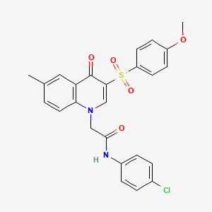 molecular formula C25H21ClN2O5S B2872529 N-(4-chlorophenyl)-2-[3-(4-methoxybenzenesulfonyl)-6-methyl-4-oxo-1,4-dihydroquinolin-1-yl]acetamide CAS No. 866813-48-1