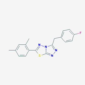 molecular formula C18H15FN4S B287253 6-(2,4-Dimethylphenyl)-3-(4-fluorobenzyl)[1,2,4]triazolo[3,4-b][1,3,4]thiadiazole 
