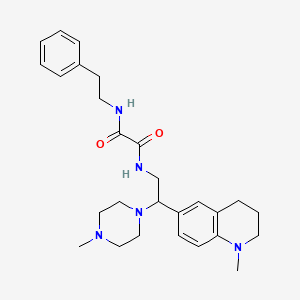 molecular formula C27H37N5O2 B2872538 N1-(2-(1-methyl-1,2,3,4-tetrahydroquinolin-6-yl)-2-(4-methylpiperazin-1-yl)ethyl)-N2-phenethyloxalamide CAS No. 922039-23-4