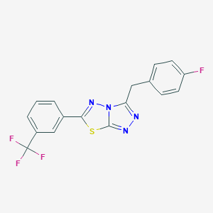 molecular formula C17H10F4N4S B287254 3-(4-Fluorobenzyl)-6-[3-(trifluoromethyl)phenyl][1,2,4]triazolo[3,4-b][1,3,4]thiadiazole 