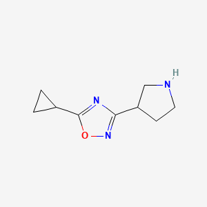 molecular formula C9H14ClN3O B2872541 5-Cyclopropyl-3-pyrrolidin-3-yl-1,2,4-oxadiazole CAS No. 1225218-63-2